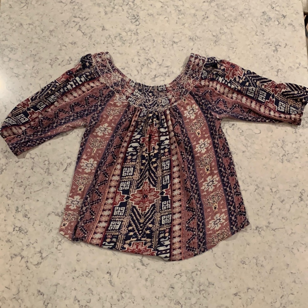 Lucky Brand 3/4 length sleeve Boho Top